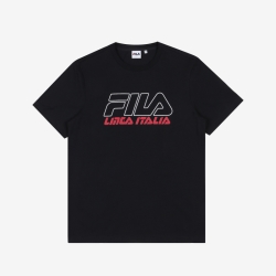 Fila Linea Italia Logo - Miesten Poolopaita - Mustat | FI-39632